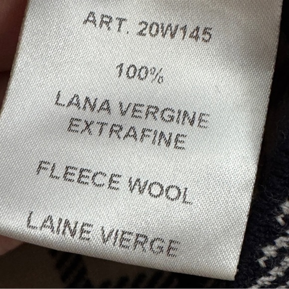 🖤 PDR Italy Wool Grid Turtleneck Sweater Navy Cream, Size 0 - Picture 5 of 8